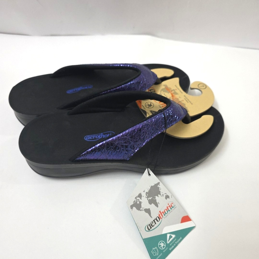 Women's 7 Purple Orthotic Comfort Sandals With Arch Support Heel + Arch Support - Picture 3 of 11